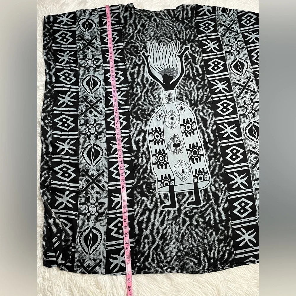 African Queen Black & Gray Kaftan Maxi Dress Overdress Cover Up - Picture 9 of 11